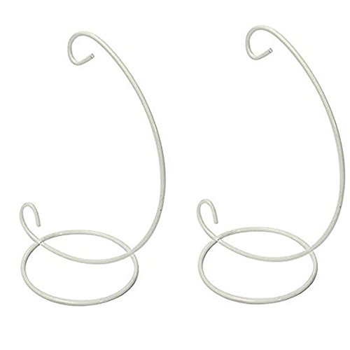 Giveme5 Set of 2 Iron Hanging Stand Rack Table Lantern Candle Glass Globe Ornament Holder Candlestick For Home Wedding Decoration 9" (White)