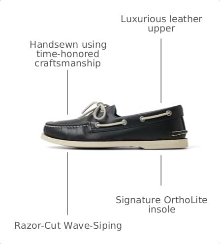 Image of Sperry Men's Authentic Original 2-Eye Leather Boat Shoe, Navy, 11 | Casual Shoes
