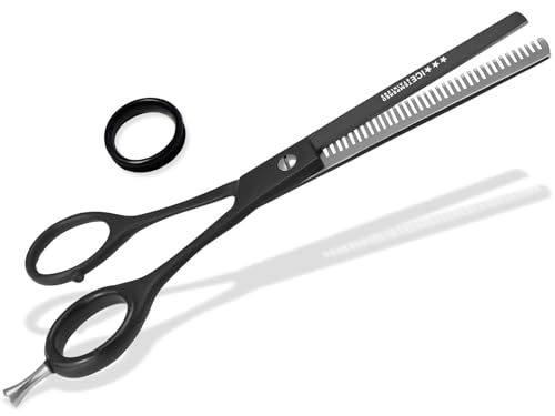 Ciseaux de coiffure en acier inoxydable avec coupe tranchante et denture unilatérale pour effiler les cheveux, 18 cm, noir