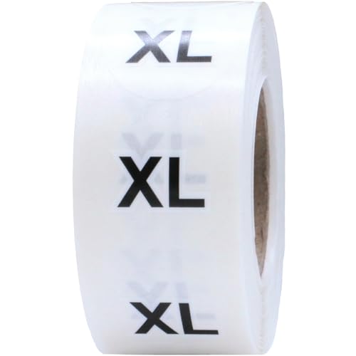 Clear Circle Extra Large XL Clothing Size Stickers - 3/4 Inch Round, 500 Clear Plastic Adhesive Labels Per Roll for Retail Apparel, Clothing Organization, and Inventory - Made in the USA