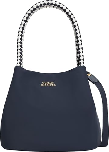 Image of Tommy Hilfiger Women Th Marina Bucket Nylon AW0AW18831 Bucket Bag, BLUE, One Size