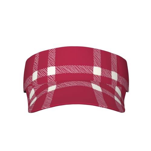 Red Buffalo Plaid Sun Visor Cap for Women Men,Cute Plaid Wide Brim Sun Visor Hat Breathable Outdoor Hiking Running Golf Summer