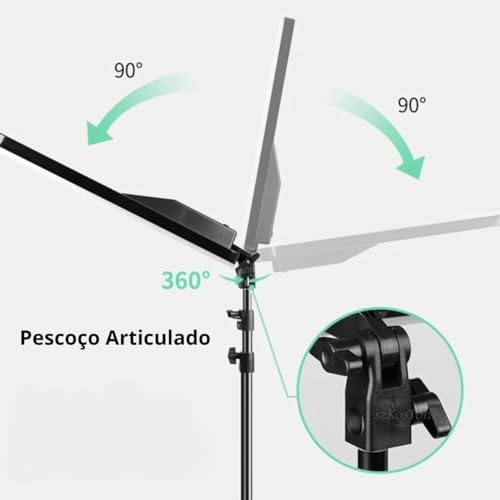 Ring linght Iluminador Led Retangular 16 Polegadas Profissional Foto Celular Tripé de 2m