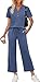 OFEEFAN 2 Piece Sets for Women Festival Outfits Spring Fashion Vacation Cruise Outfit Dressy Casual Wide Leg Crop Pants Resort Wear Blue Xl