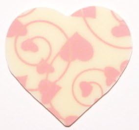 White Chocolate Valentine Hearts/Pink Line(20pcs)
