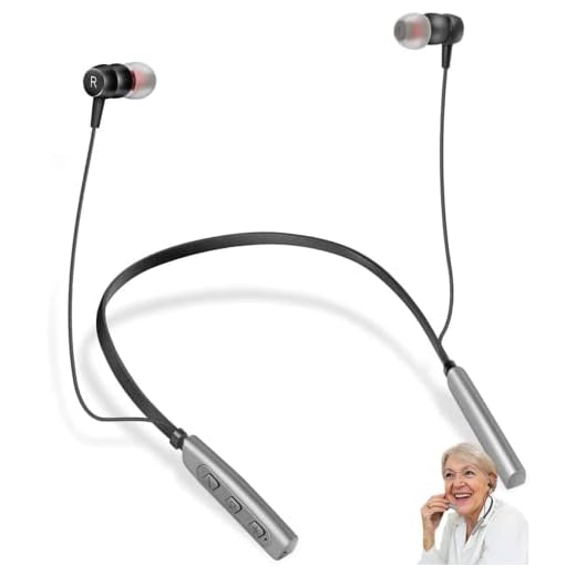 Rechargeable Hearing Aids for Seniors & Adults, Wireless Neckband Amplifier with Noise Cancellation, 2 Sound Modes & 5 Volume Levels, No Whistling, Comfortable & Effective Hearing Solution