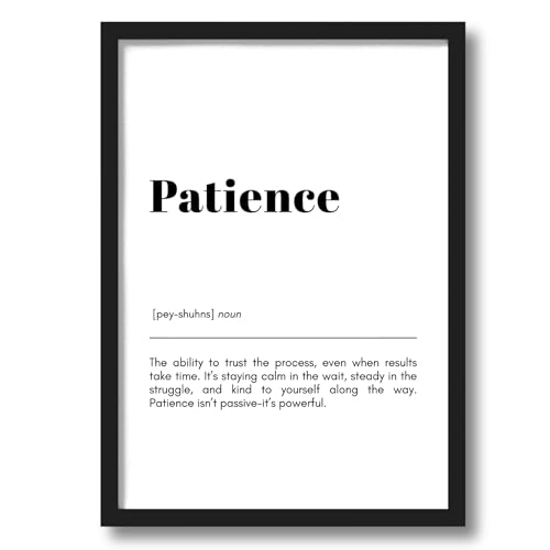 Image of ArtAction Patience Wall Frame Poster | Motivational Typography Office Word Art for Study Room & Workspaces | A4 Size | Framed Poster Decor | Thoughtful Gift for Professionals & Learners