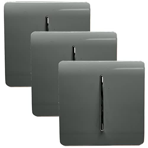 Image of Trendi ART-SS2 1 Gang 2 Way 10 Amp Rocker Chrome Light Switch Glossy Charcoal (3 Pack)