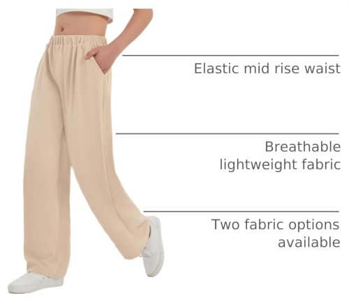 Image of EXARUS 3 Pack Girls Wide Leg Pants Flowy Linen Teen Casual Loose Baggy