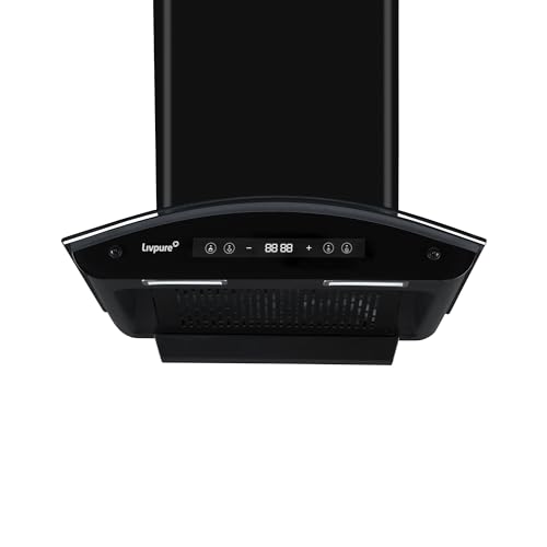 Livpure Invicto 60 1400 m3/hr || Filterless Auto-clean Chimney With BLDC Motor || 9 Speed With RPM Display || 10 Year Motor Warranty (2 Year Comprehensive) by Livpure, (Touch + Gesture Control,Black)