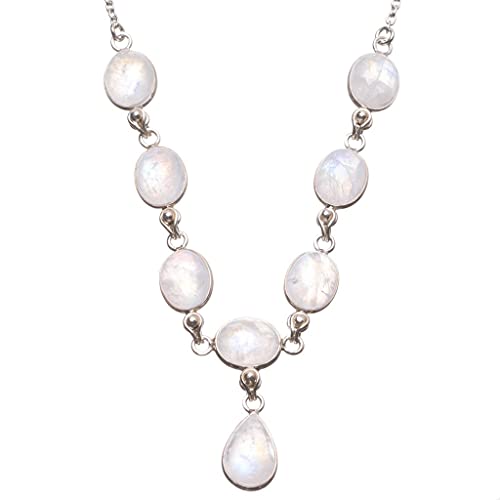 Collier Moonstone argent 925 fait à la main unique StarGems 44,45cm