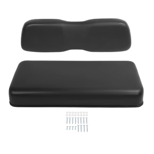 ECOTRIC Golf Cart Front Seat Bottom & Seat Backrest Assemble Compatible with 2000.5-up Club Car DS Seat Bottom Cushion and Back- Black Plastic Foam Wood
