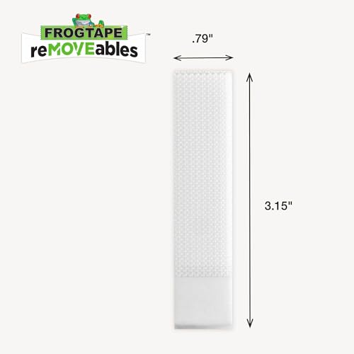 Image of FrogTape reMOVEables Large Picture Hanging Strips, Damage-Free Removable Adhesive Wall Strips, Picture Hangers, Stick On Wall Mounting for Frames, Canvas, Home Decor, White, 12 Pairs (24 Pieces)
