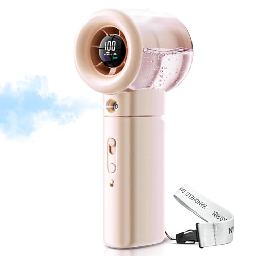 【Amazon.co.jp 2026夏限定】Karcusiny ハンディファン ミスト付き 携帯扇風機 100段階風量調節 6000mAh大容量 手持ち・卓上・加湿3WAY【家電批評ベストバイ受賞】ハンディ扇風機 強力送風 手持ち扇風機 小型 軽量 LEDディスプレイ Type-C充電式 30°角度調整 熱中症対策 夏フェス キャンプ 旅行 通勤通学 夏の暑さ対策グッズ (ベニヒ)の商品画像（Amazon）