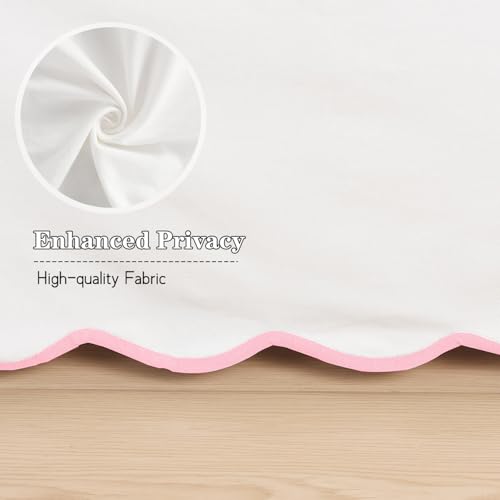 HIG Off-White Chic Full Bed Skirt - Easy Fit Scallop Edge Pleated Bedskirts, 14 Inch Drop Anti-Slip Dust Ruffle, Thick Fabric for Enhanced Privacy, Pre-Washed for Long-Lasting Use(N60022)