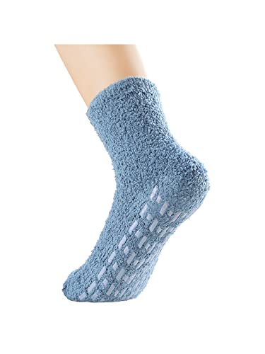 Komorebi Hospital Socks Womens Non Slip Socks Anti Slip Athletic Slipper Socks Fuzzy Socks With Grips Yoga Pilates Socks A 3 Pairs Blue Grey White One Size #TOP1