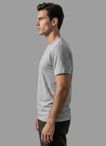 Image of FARMAN Men's Cotton T-Shirt, Regular Fit, Half Sleeve, Grey