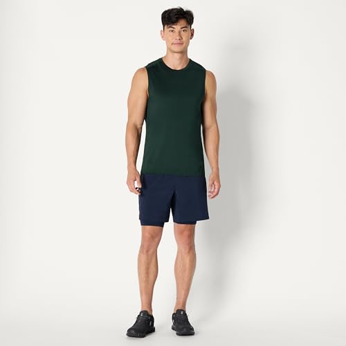 Amazon Essentials Herren Leichtes, Schnelltrocknendes und Feuchtigkeitsableitendes Sport-Muskelshirt aus Tech Stretch, Ärmellos, Dunkelgrün, M 5