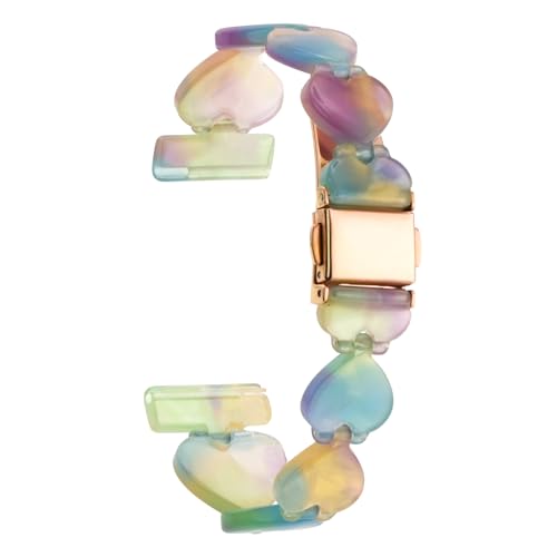 Abanen 20mm Translucent Resin Heart-Shaped lightweight Watch Band Adjustable with Foldover Clasp for Garmin Vivoactive 5 / Venu 2 Plus, Forerunner 165 (Multicolour) by Abanen - Used condition - US$11.75