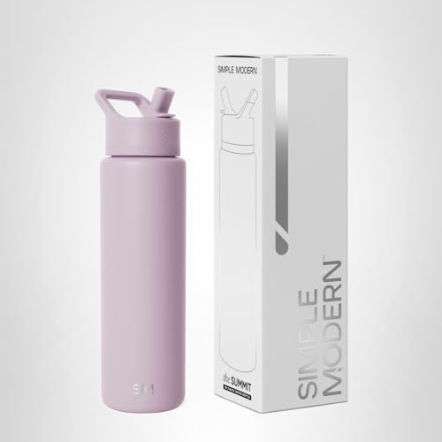 Simple Modern Water Bottle with Straw Lid | Vacuum Insulated Stainless Steel Metal Thermos | Reusable Leak Proof BPA-Free Flask for Sports Gym | Summit Collection | 30oz, Lavender Mist