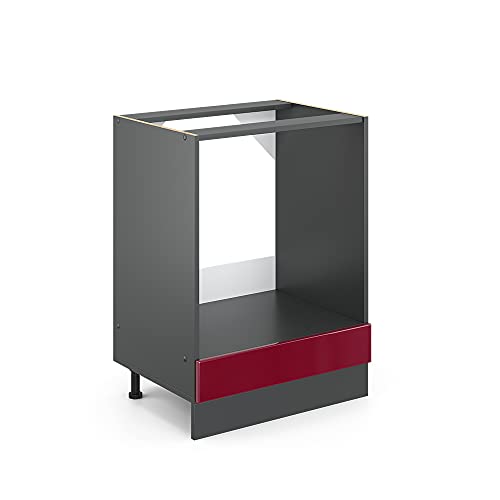 Vicco Meuble pour Four R-Line, Rouge Brillant, 60cm sans PT, pour Une Combinaison Libre au Sein de systèmes de Cuisine modulaires