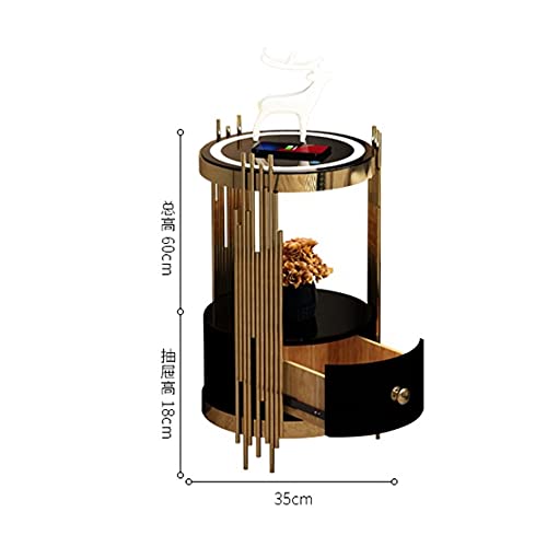 Landua A Few Corners Of The Edge Of The Intelligent Nightstand Lamp Cabinet Are A Few Creative Circular Storage Cabinets (Color : Gold) #TOP1
