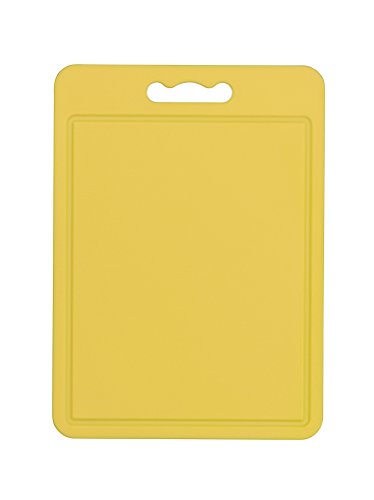 Chef Aid Tabla de cortar grande de polietileno amarillo, superficie antideslizante multiusos, fácil de limpiar y apta para lavavajillas con asa, 40 x 30 cm, otras opciones de color disponibles