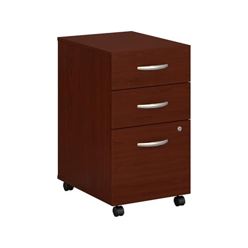 Bush Business Furniture Series C 3 Drawer Mobile File Cabinet in Mahogany, Assembled Office Storage Unit for Home or Commercial Spaces