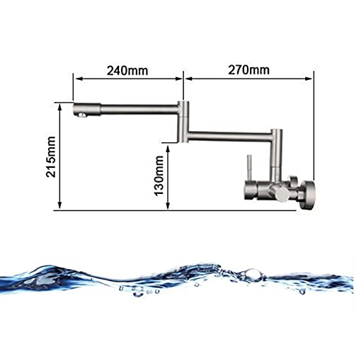 Grifo de cocina de pared plegable de acero inoxidable y doble articulación para ollas 5