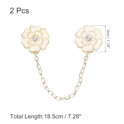 Image of uxcell Rose Sweater Clips Retro Cardigan Collar Clips with Chain Shirt Clips Shawl Clips Clothes Clip