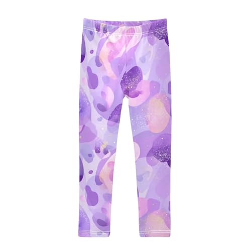 Girls Leggings Purple Shape Kids Length Leggings Pants Toddler Athletic Soft Tights Trousers 4T