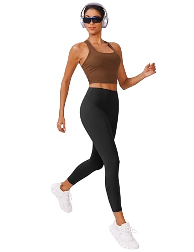 Image of PINSPARK Sports Bra Longline Racerback Tank Tops for Women Padded Workout Yoga Top