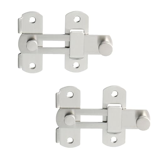 Image of Alise 2pcs 4 Inch Brushed Nickel SUS304 Stainless Steel Gate Latches for Barn Door | Heavy Duty Gate Hardware ,Security Flip Latch,Anti-theft Latch,Safety Door Lock for Barn Wood Fence Sliding French Doors