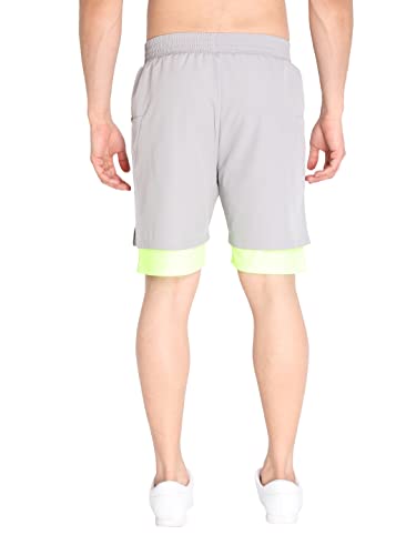 Image of CHKOKKO Double Layered Gym Shorts for Men Workout | Compression Inner Layer with Pockets Across Inner Outer and Back | Dry Fit Sports Athletic wear for Running Jogging or Training