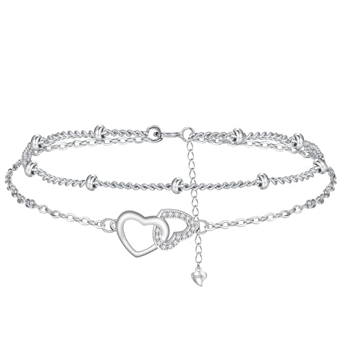 BerriBling Bracelet Cœur Femme Argent Sterling 925 Bracelet Romantique,Original Anniversaire Saint Valentin Cadeaux pour Femmes Amie Sœurs Epouse - Réglable...