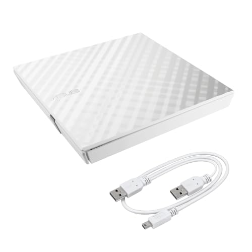 Image of ASUS LITE Portable USB 2.0 Slim 8X DVD /Burner + /- Rewriter External Drive, Compatible with Both Mac & Windows, White (SDRW-08D2S-U /W /G /ACI /AS), 1 Year Warranty