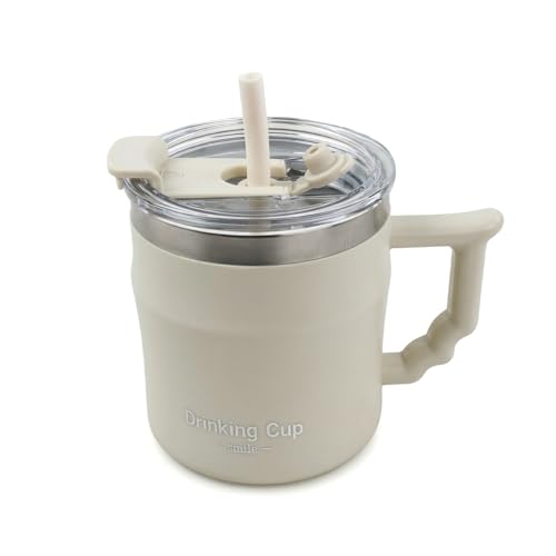 Duronge Taza Térmica Café para Llevar 400ml, Vaso Térmico de Acero Inoxidable 304 con Doble Boquilla (Pajita y Directa), Termo Café Pequeño Antigoteo, Mantiene Frío y Calor 6H, Beige