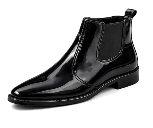 Image of Kraasa Men's Synthetic Leather Chelsea Boots - Slip-On Ankle Boots with Elastic Side Panels & Low Heel, Formal Casual Wear