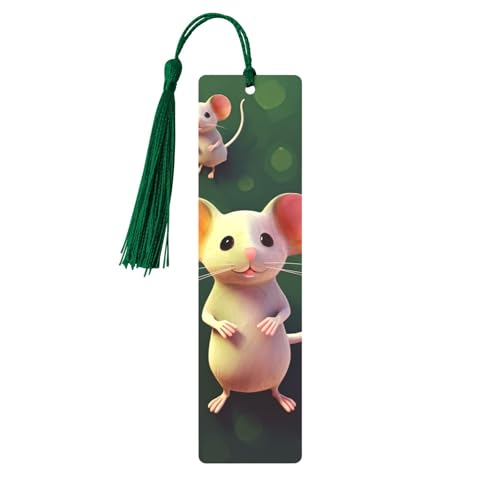 Cute Mouse Metal Bookmark with Tassel