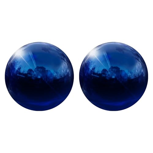 QUARKZMAN 2 Pièces Boule de Décoration de Jardin Réfléchissante en Acier Inoxydable sans Soudure, Boule Creuse de 3,5 Pouces (90mm), Boule de Jardin Miroir Lisse, Bleu Profond