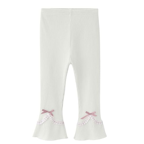 Girls Cute Bow Leggings Tight Soft Cotton Summer Thin Comfort Elastic Waist Flare Casual Pants for Kids 2-9 Years