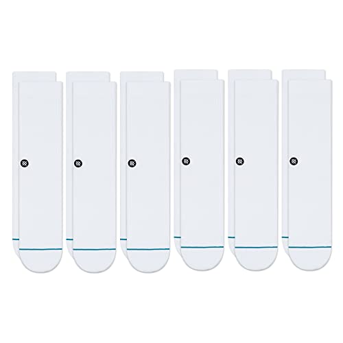 Stance Men's Icon Crew Socks [6 Pack] (Large, White)