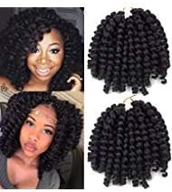 Crochet Braids Hair 2X Ringlet Jumbo Wand Curl 3pcs/lot 8 inch 20roots Jamaican Coily Bounce Curl Twist Senegalese Synthetic Braiding Hair Crochet Extension (1B)