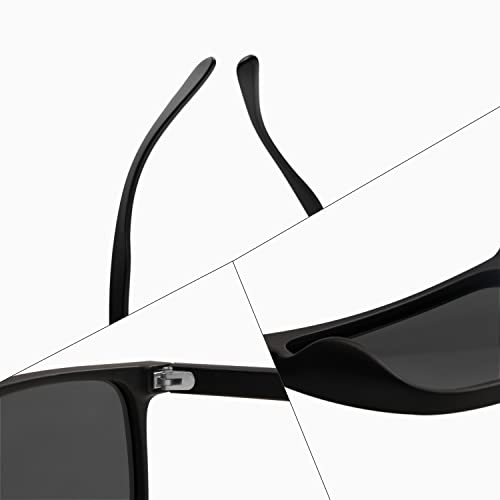 Vanlinker Polarized Square Sunglasses For Men Women Dark Shades With Uv Protection For Driving Matte Black Frame #TOP4