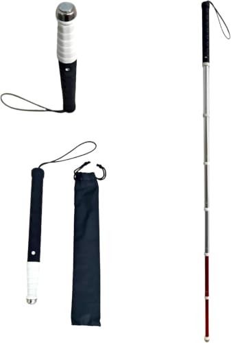 Aisenth Telescopic Retractable Cane for Blind - Mobility Stick with Wrist Strap&Storage Pouch,Non-Slip Sweat-Absorbent Handle,Fixed Alloy Tip|Lightweight Portable Blind Walking Cane Stick