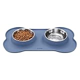 BASE ANTIDESLIZANTE: El soporte con forma de hueso evita que los comederos se desplacen mientras tu perrito está comiendo o bebiendo. Además también es impermeable para que el suelo de tu casa se mantenga limpio después de cada comida.