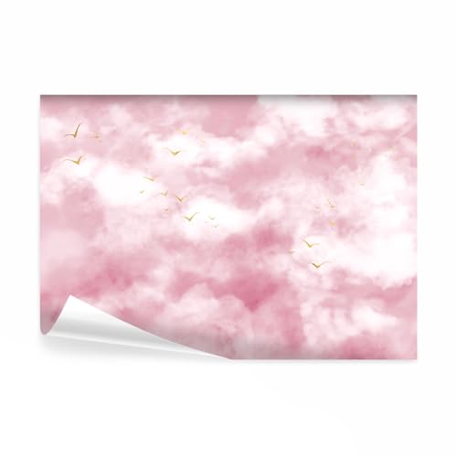 decomonkey - Papier Peint Panoramique Paradis Abstrait 350x256 cm - Décoration murale moderne – Tapisserie décorative pour chambre salon - Nuages paysage ciel oiseaux