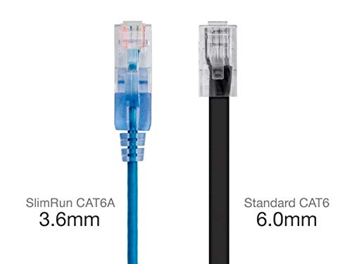 image for Monoprice Cat6A 6in Blue 10-Pk Patch Cable UTP 30AWG 10G Pure Bare Cop