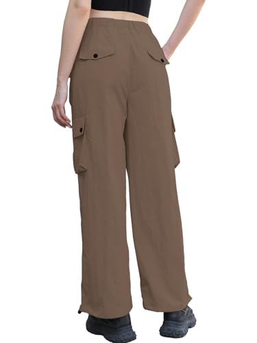 Image of Cromoncent Cargo Pants Girls & Women Parachute Pants Y2K Baggy Rave Clothes Waterproof with Pockets