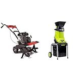 Earthquake 20015 Versa Tiller Cultivator and Earthwise 15-Amp Electric Chipper Collection Bin